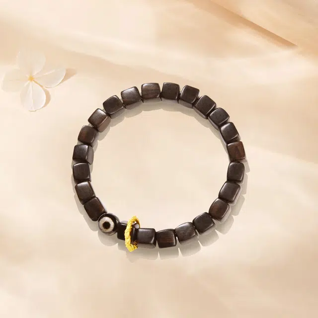 金师傅 小方糖新中式简约时尚百搭名族风招财转运念珠古风文玩盘玩好运 黑檀 手串 男女同款情侣款