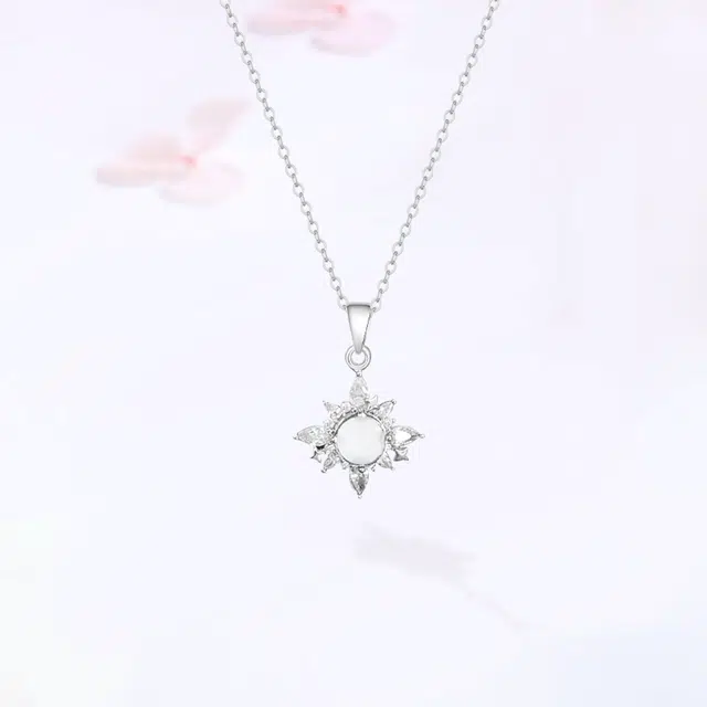 【S999银|甄选高品质】 金师傅 白月光锁骨链 璀璨爆闪太阳花 气质清冷法式简约百搭日常 小众轻奢高级#好运 玉髓 项链 女款