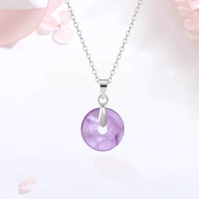 【S999足银|甄选高品质】 金师傅 平安扣吊坠 吉祥如意 平安顺遂新中式国潮气质 简约百搭小众轻奢高级#好运 紫水晶 项链 男女同款情侣款