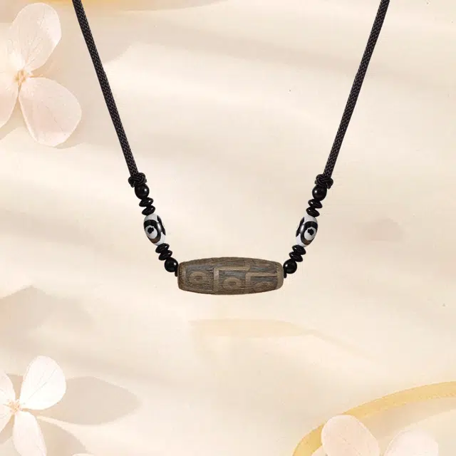 金师傅 招财转运藏式九眼天珠民族风 手工编织绳吉祥平安百搭守护佛系挂件 檀木 木作项链 男女同款情侣款