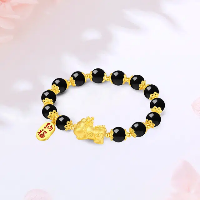 【S999足银|甄选高品质】 金师傅 招财纳福貔貅 吞金兽财运亨通 多福多财新中式国潮复古气质百搭小众高级#好运 玛瑙 手串 男款