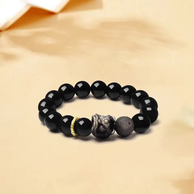 【限量赠·最佳爸爸证|精选高品质】 金师傅 醒狮 狮来运转 招财纳福新中式国潮复古气质百搭小众高级#好运 黑曜石 手串 男女同款情侣款