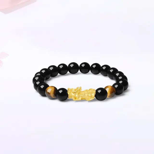 【S999足银|甄选高品质】 金师傅 招财貔貅套装 时来运转八方来财吞金兽 新中式国潮复古民族气质文玩盘玩#好运 黑檀 手串 男女同款情侣款