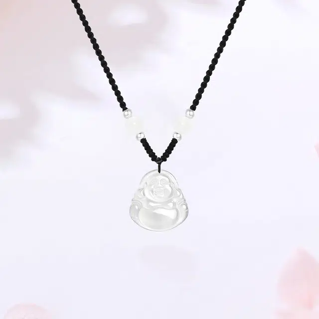 【S999足银|甄选高品质】 金师傅 吉祥如意套装 祥云平安扣弥勒佛吊坠 招财好运新中式国潮高级简约百搭#好运 玉髓 项链 女款