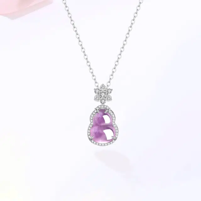 【甄选高品质】 金师傅 福禄葫芦吊坠 招财纳福 满钻爆闪时尚精致清冷感贵气千金风小众轻奢高级简约百搭#好运 紫水晶 项链 女款
