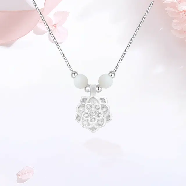 【S999足银|甄选高品质|有钱花】 金师傅 好运莲莲系列套装 平安喜乐招财纳福新中式国潮气质优雅百搭高级 白玉菩提 项链 男女同款情侣款