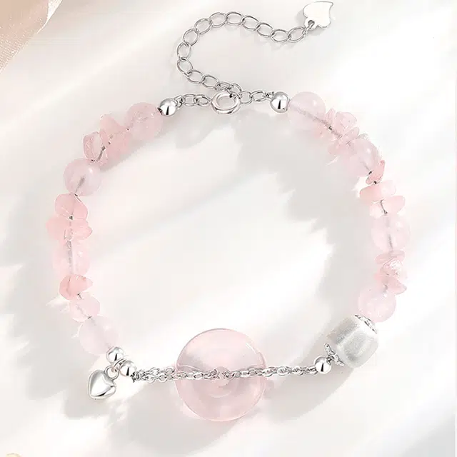 【S925银|甄选高品质】 金师傅 碎碎平安串珠 吉祥如意学业事业顺利上岸前程似锦 新中式气质小众百搭高级#好运 粉水晶 手链 女款