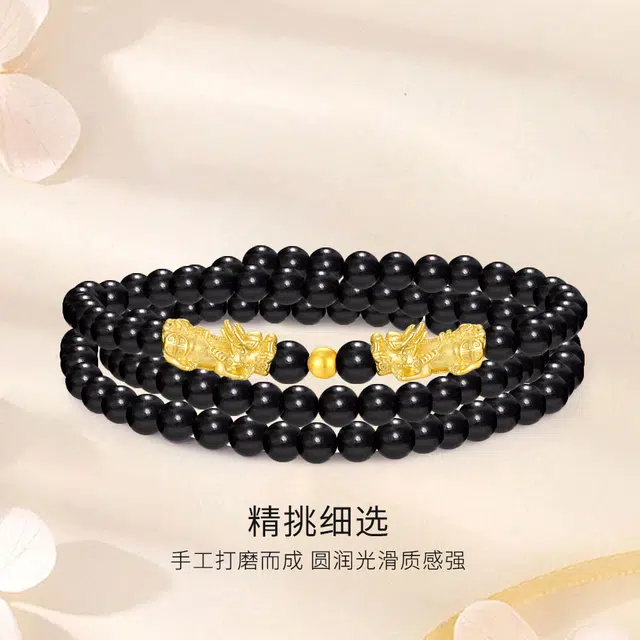 【转运旺运】 金师傅 纯银吞金兽 招财进宝多圈叠戴佛珠串珠 国潮日常佩戴#好运 黑檀 手串 男女同款情侣款
