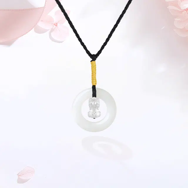 【甄选高品质|招财纳福】 金师傅 貔貅平安扣吊坠 财运亨通平安喜乐新中式国潮复古 简约百搭小众高级#好运 白玉菩提 项链 男女同款情侣款