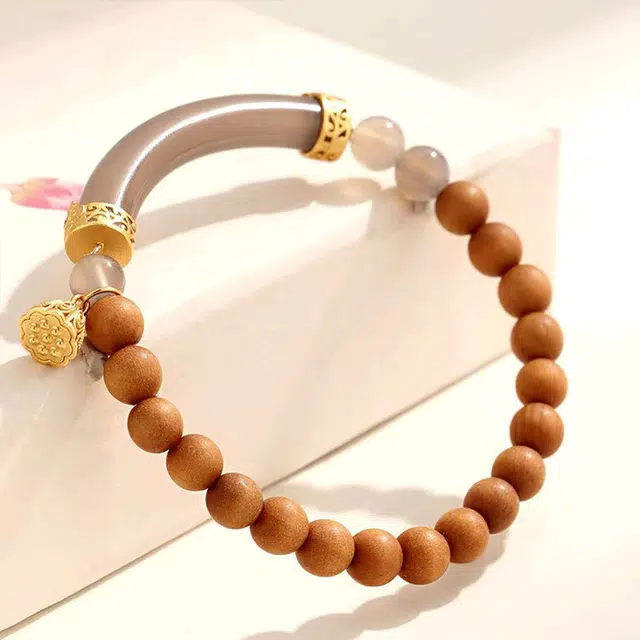 【甄选高品质】 金师傅 莲蓬串珠半镯 好运莲莲时来运转 新中式古风气质禅意气质简约百搭小众好运 檀木 手串 男女同款情侣款