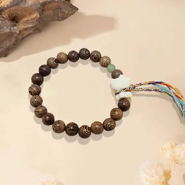 【甄选高品质】 金师傅 招财转运系列  桃花围巾猫咪多巴胺萌趣可爱 财源滚滚 新中式国潮民族风小众高级 鸡翅木 手串 男女同款情侣款