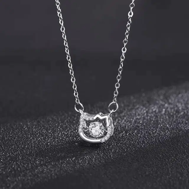 【S925银|甄选高品质】 金师傅 闪耀猫咪锁骨链 跳动的心 森系甜美可爱萌趣招财猫卡通灵动 创意简约百搭小众高级#好运 琉璃 项链 女款