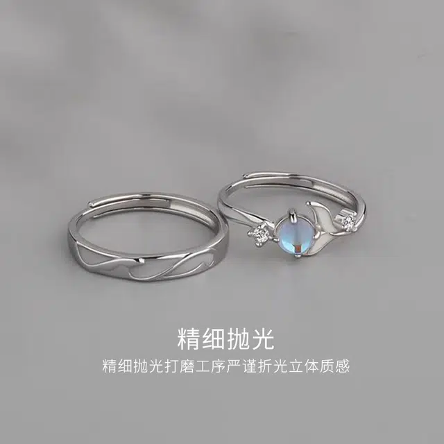 【发光】 金师傅 鲸生简单爱夜光对戒 甜蜜饰爱轻奢小众设计高级感 恋爱告白周年纪念日送礼圣诞新年新饰 可调节戒指 男女同款情侣款