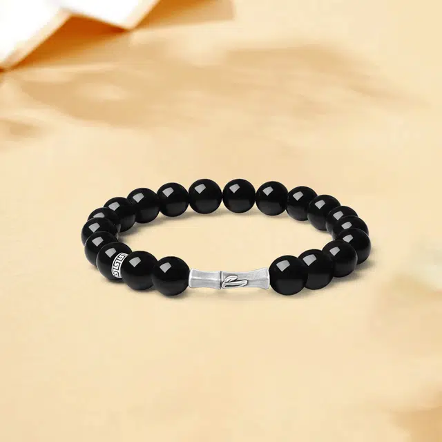 【S999足银|甄选高品质】 金师傅 青筠登岸 节节高升金榜题名上岸转运势 新中式竹节复古气质百搭高级#好运 黑曜石 手串 男女同款情侣款