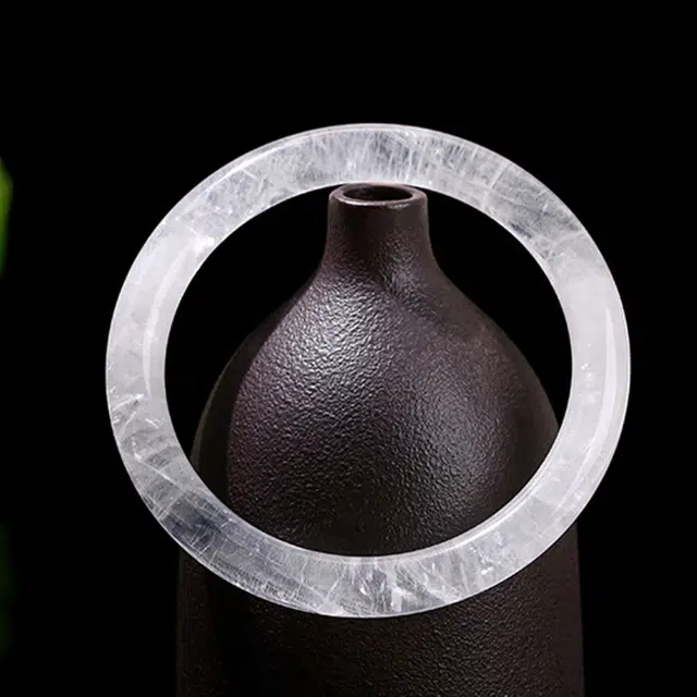 【净化】 金师傅 新中式国风通透梦幻飘花晶体 白幽灵纯净能量好运贵妃镯 百搭显白高级感好运天然 白水晶 手镯 男女同款情侣款