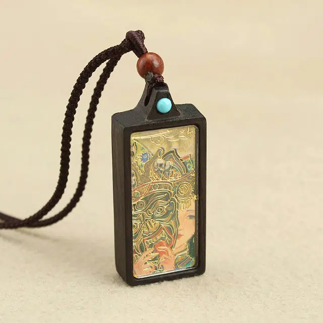 【招财转运&无事牌】 金师傅 藏族唐卡吊坠  守护神诸事顺利财源滚滚 复古佛牌特色民族风高级小众简约百搭 黑檀 项链 男女同款情侣款