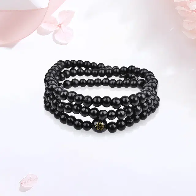 【S999足银 招财纳福】 金师傅 多圈叠戴 前程似锦 八方来财顺风顺水顺财神 新中式国潮禅意盘玩文玩串珠#好运 黑檀 手串 男女同款情侣款