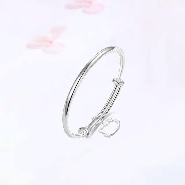 【S999足银|精选高品质】 金师傅 素圈猫咪 吉祥如意福气满满 萌趣创意招财猫 新中式国潮小众轻奢高级 气质甜美可爱百搭 可调节手镯 女款