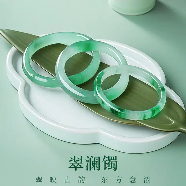 【甄选高品质】 金师傅 石英质玉 吉祥如意新中式国潮复古气质典雅温婉贵妃旗袍宫廷风 平安顺遂小众高级#好运 非洲翠 手镯 女款