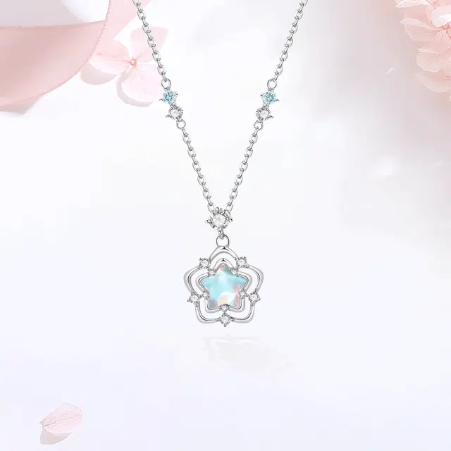 【S925银|甄选高品质】 金师傅 海洋之心套装 转运珠梦幻蓝色系轻奢小众锁骨链时尚精致气质简约百搭少女感#好运 玻璃猫眼 项链 女款