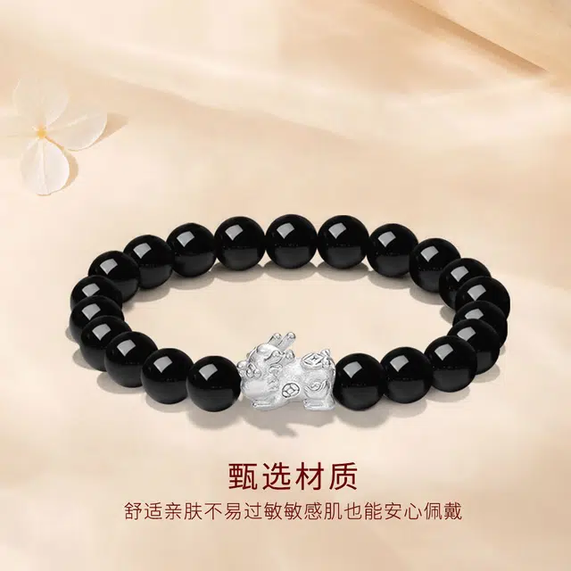 【S999纯银限时低价福利】 金师傅 招财吞金兽 新中式迎福十二生肖转运请财神腰缠万贯发财轻奢时尚小众个性 黑檀 项链手串 儿童款