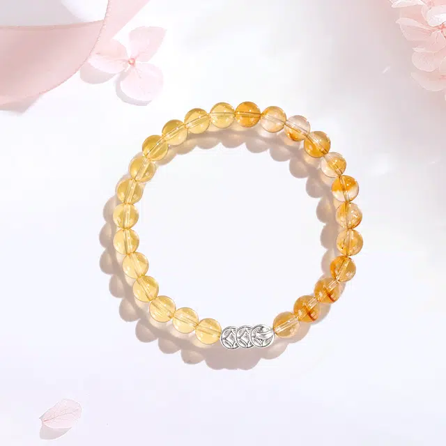 【S925银|甄选高品质】 金师傅 钱币串珠 招财纳福时来运转 财运亨通新中式国潮气质百搭小众高级#好运天然 黄水晶 手串 男女同款情侣款