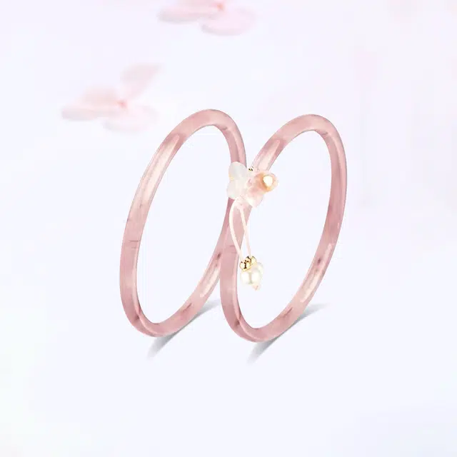 【精选高品质】 金师傅 干枯玫瑰蝴蝶双层叠戴 一步一响新中式森系梦幻气质优雅甜美百搭 小众轻奢设计高级#好运 琉璃 手镯 女款