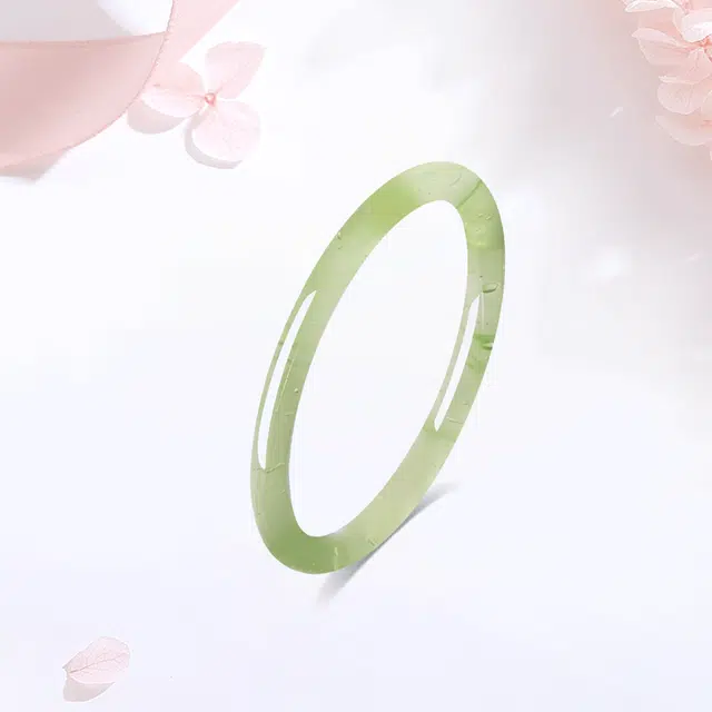 【甄选高品质】 金师傅 青青草原 森系新中式国潮气质典雅大方汉服旗袍清冷感 小众轻奢设计高级感#好运 玻璃 手镯 女款