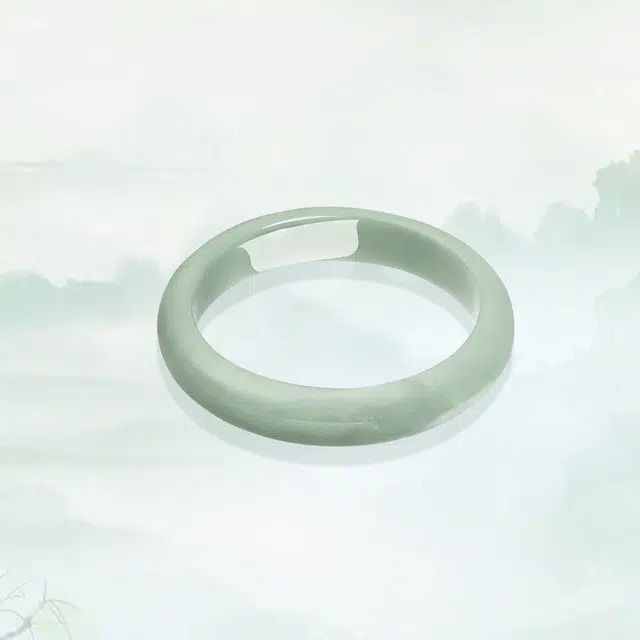 金师傅 粉晶 白玉髓手镯半山半水 一步一响 平安叮当镯 经典古风汉服旗袍复古淡青色气质新中式国潮 琉璃 玉石手镯 男女同款情侣款