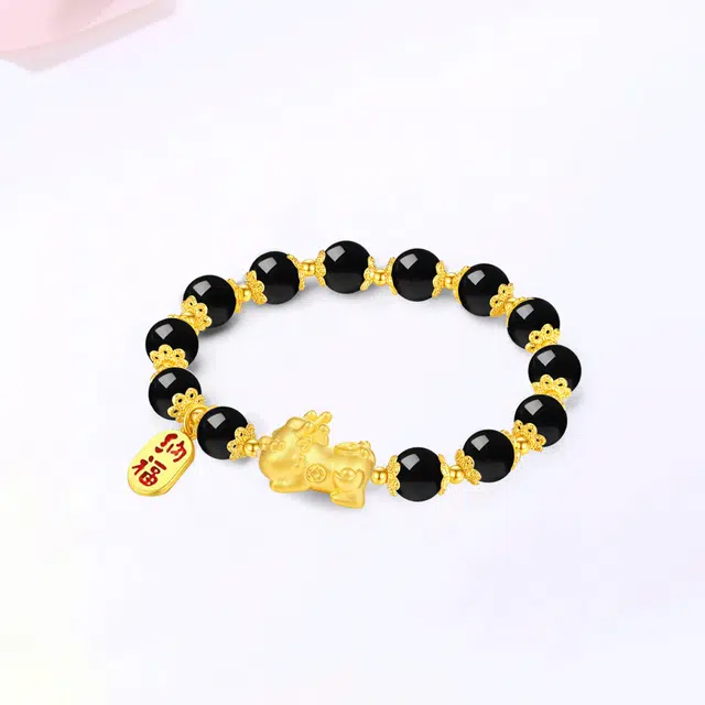 【S999足银|甄选高品质】 金师傅 招财纳福貔貅 吞金兽财运亨通 多福多财新中式国潮复古气质百搭小众高级#好运 玛瑙 手串 男款