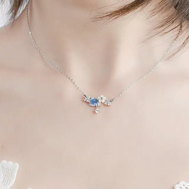 【S925银|甄选高品质】 金师傅 山茶花锁骨链 花未央 森系梦幻小众温柔仙气氛围感花朵 气质甜美简约百搭高级#好运 琉璃 项链 女款