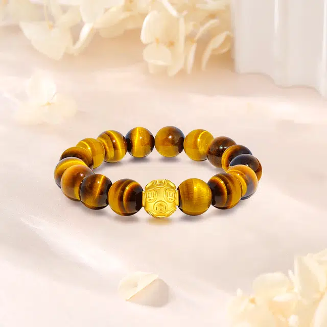 【999金高品质|限量赠·最佳爸爸证精选】 金师傅 金钱珠 招财纳福财运亨通新中式国潮复古气质小众高级#好运 虎眼石 手串 男女同款情侣款