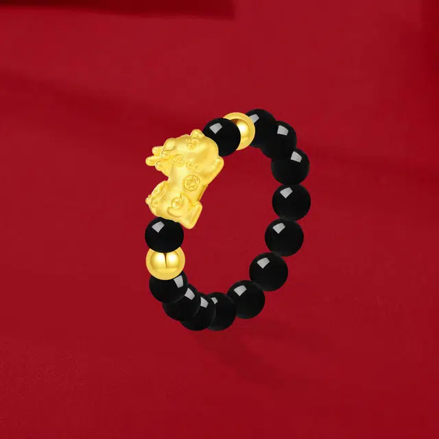 【S999足银|高品质|免费刻字】 金师傅 莫比乌斯玉石套装 璀璨银河时尚精致气质简约百搭 小众轻奢高级 玉髓 可调节戒指 男女同款情侣款