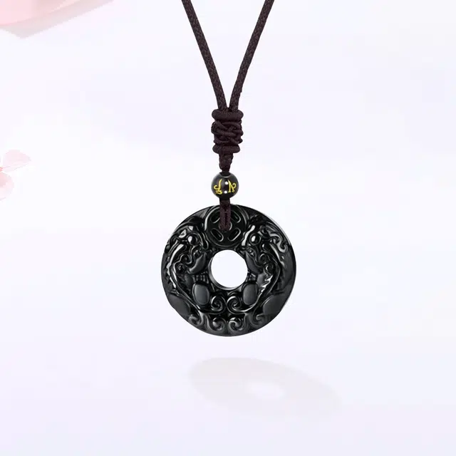 【限量赠·最佳爸爸证|精选高品质】 金师傅 貔貅平安扣 招财纳福平安喜乐万事如意 新中式国潮百搭高级#好运 黑曜石 项链 男女同款情侣款