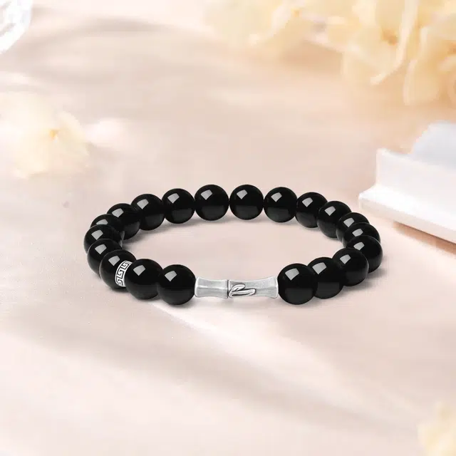 【S999足银|甄选高品质】 金师傅 青筠登岸 节节高升金榜题名上岸转运势 新中式竹节复古气质百搭高级#好运 黑曜石 手串 男女同款情侣款