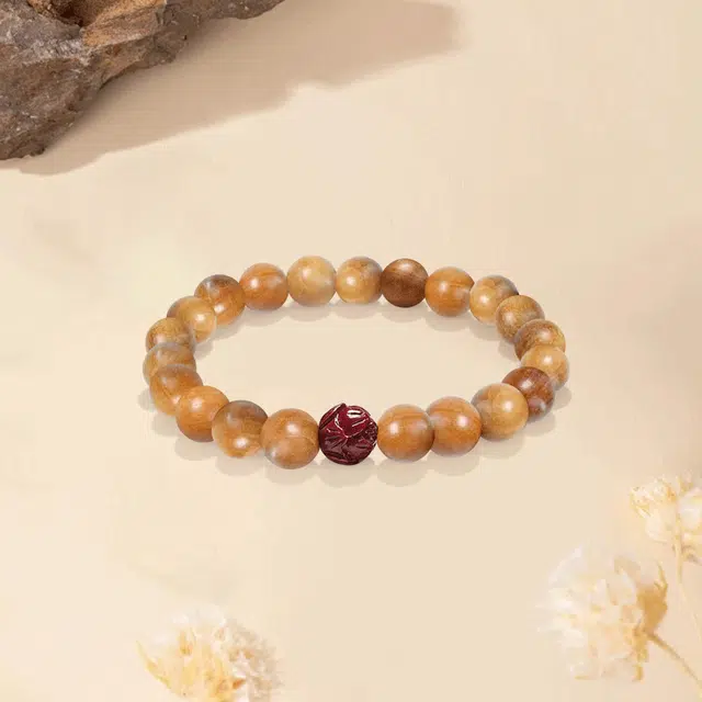 金师傅 好运莲莲 精准桃花 新中式平安扣 小众佛珠手饰 国风国潮文玩串珠 万里上岸招财衲福 单圈 桃木 手串 男女同款情侣款