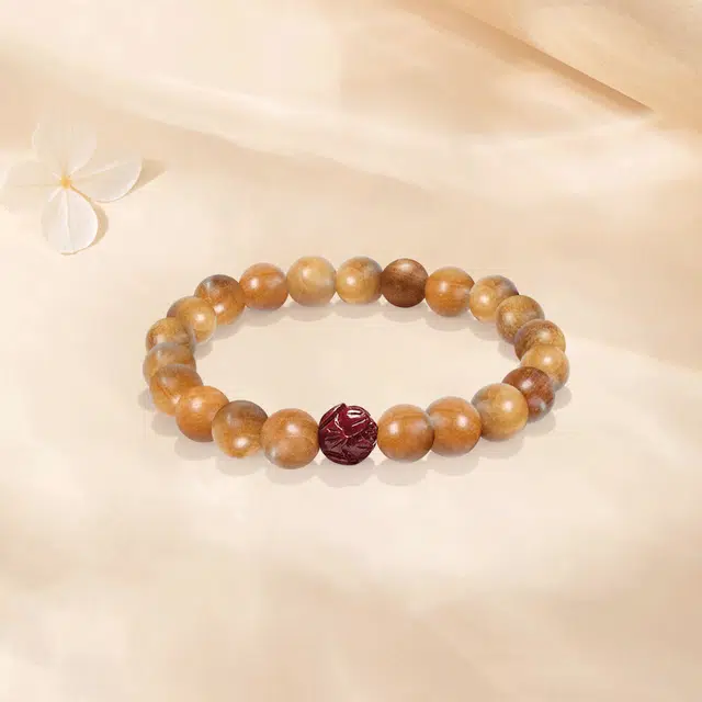 金师傅 好运莲莲 精准桃花 新中式平安扣 小众佛珠手饰 国风国潮文玩串珠 万里上岸招财衲福 单圈 桃木 手串 男女同款情侣款