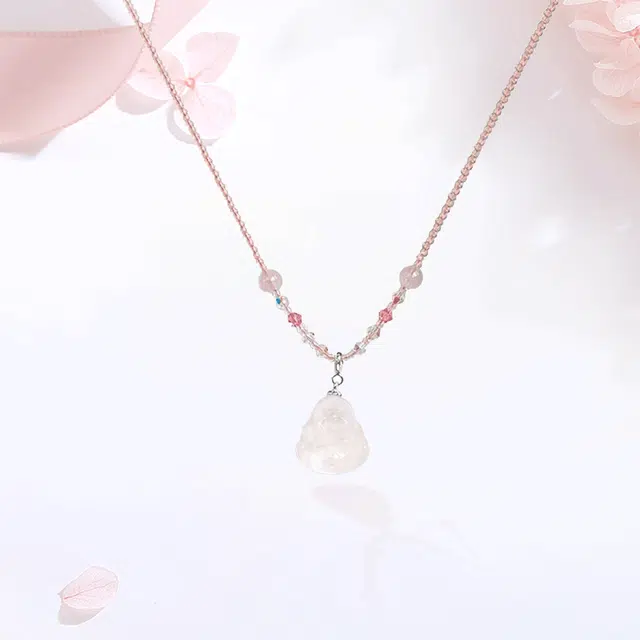 【本命佛&能量之石|高品质】 金师傅 弥勒佛吊坠 笑脸佛公 万事如意时来运转 新中式气质小众轻奢高级#好运 白水晶 项链 男女同款情侣款