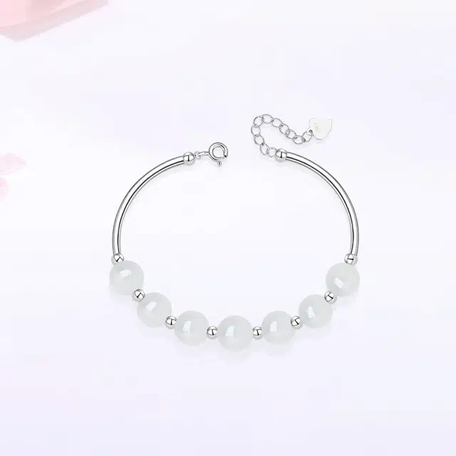 【S925银|精选高品质】 金师傅 白月光时来运转串珠 时尚韩系高级感精致小清新气质优雅百搭 小众轻奢设计高级#好运 玉髓 手链 女款
