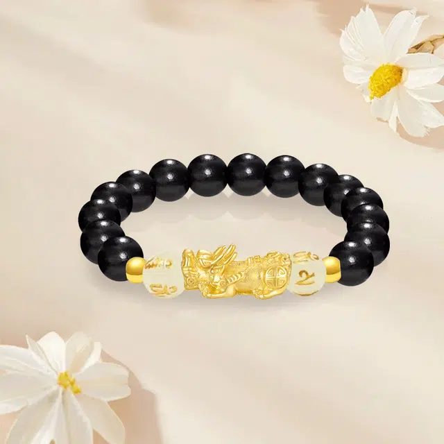 金师傅 六字箴言貔貅 新中式复古 招财纳福 黑檀 手串 男女同款情侣款