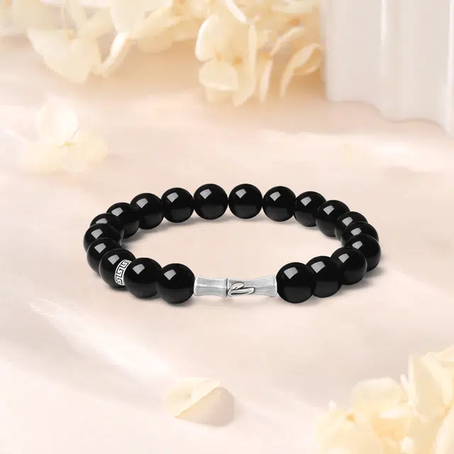 【S999足银|甄选高品质】 金师傅 青筠登岸 节节高升金榜题名上岸转运势 新中式竹节复古气质百搭高级#好运 黑曜石 手串 男女同款情侣款