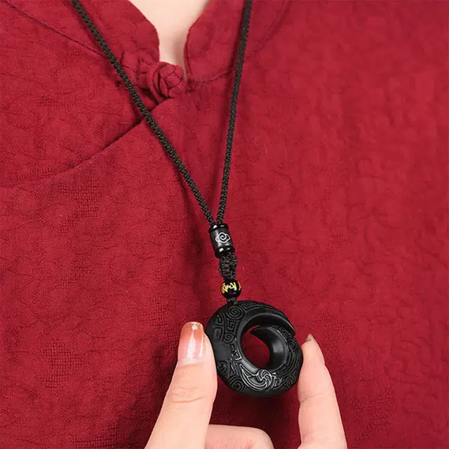 【限量赠·最佳爸爸证|精选高品质】 金师傅 时来运转 招财纳福财运亨通新中式国潮气质百搭霸气高级#好运 黑曜石 项链 男女同款情侣款