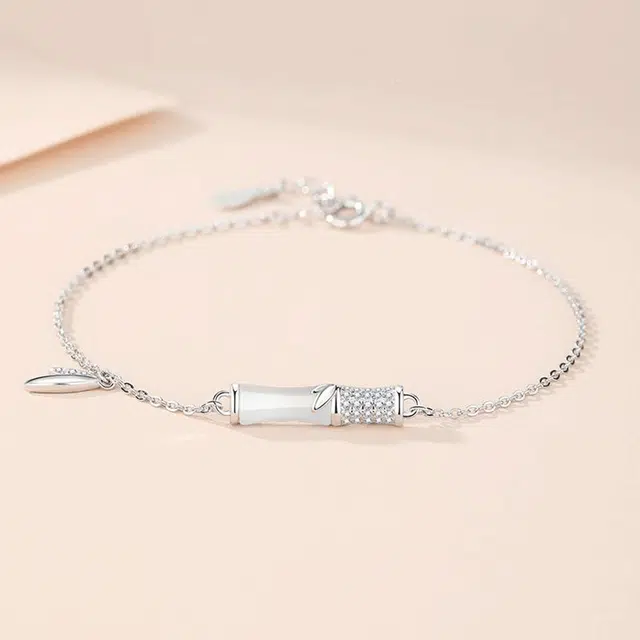 【S999纯银|甄选高品质】 金师傅 平安锁套装 招财纳福竹韵 节节高升平安喜乐新中式精致气质优雅清冷小众轻奢高级 玻璃猫眼 项链 女款