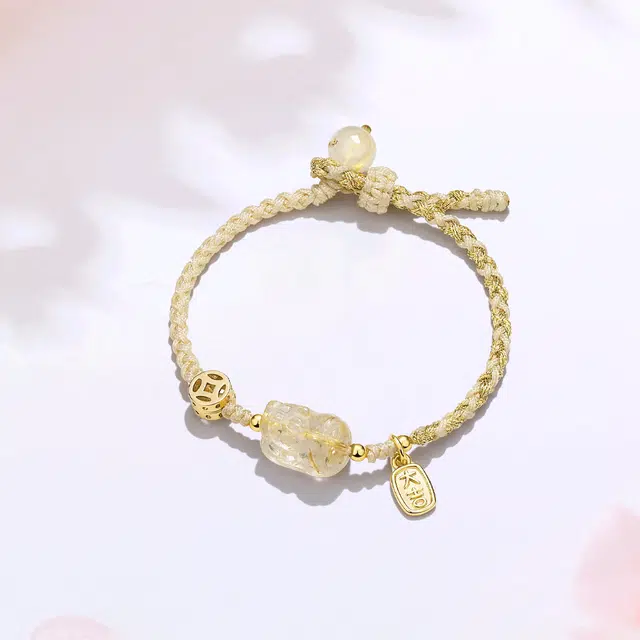 【甄选高品质|日进斗金 】 金师傅 招财貔貅 水逆退散财运亨通 钱币新中式国潮气质小众高级百搭#好运天然 金发晶 手绳 男女同款情侣款