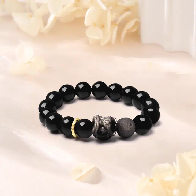 【限量赠·最佳爸爸证|精选高品质】 金师傅 醒狮 狮来运转 招财纳福新中式国潮复古气质百搭小众高级#好运 黑曜石 手串 男女同款情侣款