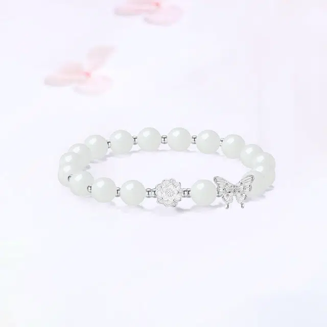 【甄选高品质|双倍好运】 金师傅 蝶然莲花串珠 蝶恋花万事如意好事莲莲 转运珠新中式古风气质百搭小众轻奢 白玉菩提 手串 女款