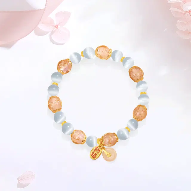 【甄选高品质】 金师傅 香灰 招财纳福时来运转 新中式气质时尚精致百搭 小众轻奢设计高级感#好运 琉璃 手串 女款
