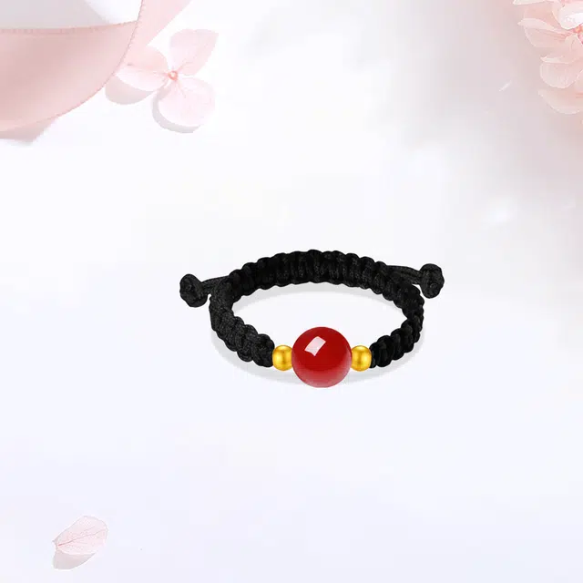 【诸事顺意|甄选高品质】 金师傅 相思豆转运珠对戒 新中式国潮国风轻奢气质小众设计简约大方显白#好运 玛瑙 戒指 男女同款情侣款