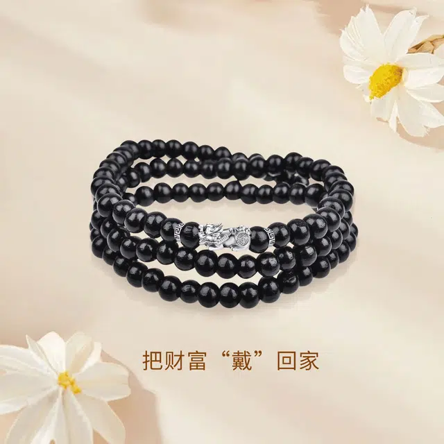 金师傅 多圈叠戴 两戴鸿运福满 佛珠串珠新中式 福气满满文玩盘串新中式国潮 黑檀 手串 男女同款情侣款