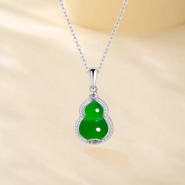 【S925银|精选高品质】 金师傅 福禄翠意葫芦锁骨链   福禄双全福气满满 中式复古国潮典雅大气小众轻奢时尚百搭高级#好运 玉髓 项链 女款